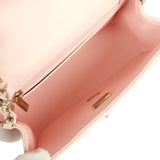 Chanel Mini Classic Square Flap Bag Light Pink Lambskin Light Gold Hardware