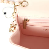 Chanel Mini Classic Square Flap Bag Light Pink Lambskin Light Gold Hardware