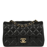 Pre-owned Chanel Mini Classic Rectangular Flap Bag Black Lambskin Light Gold Hardware - Thumbnail View 1