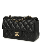 Pre-owned Chanel Mini Classic Rectangular Flap Bag Black Lambskin Light Gold Hardware - Thumbnail View 5