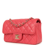 Pre-owned Chanel Mini Classic Rectangular Flap Bag Dark Pink Caviar Light Gold Hardware