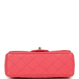 Pre-owned Chanel Mini Classic Rectangular Flap Bag Dark Pink Caviar Light Gold Hardware