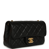Chanel Mini Pearl Crush Rectangular Flap Bag Black Lambskin Brushed Gold Hardware