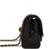 Chanel Mini Pearl Crush Rectangular Flap Bag Black Lambskin Brushed Gold Hardware