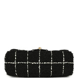Pre-owned Chanel Mini Pearl Crush Square Flap Bag White and Black Tweed Antique Gold Hardware