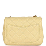 Pre-owned Chanel Mini Pearl Crush Square Flap Bag Yellow Lambskin Brushed Gold Hardware