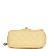Pre-owned Chanel Mini Pearl Crush Square Flap Bag Yellow Lambskin Brushed Gold Hardware
