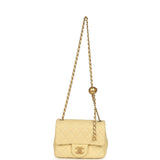 Pre-owned Chanel Mini Pearl Crush Square Flap Bag Yellow Lambskin Brushed Gold Hardware