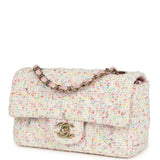 Chanel Mini Rectangular Flap Bag White and Multicolor Tweed Light Gold Hardware