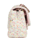 Chanel Mini Rectangular Flap Bag White and Multicolor Tweed Light Gold Hardware