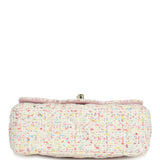 Chanel Mini Rectangular Flap Bag White and Multicolor Tweed Light Gold Hardware