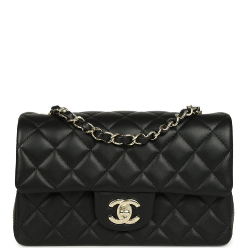 Chanel Mini Classic Rectangular Flap Bag Black Lambskin Light Gold Hardware