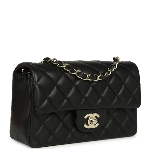 Chanel Mini Classic Rectangular Flap Bag Black Lambskin Light Gold Hardware