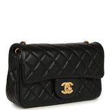 Chanel Mini Pearl Crush Rectangular Flap Bag Black Lambskin Brushed Gold Hardware