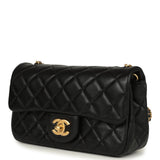 Chanel Mini Pearl Crush Rectangular Flap Bag Black Lambskin Brushed Gold Hardware