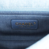 Chanel Mini Pearl Crush Rectangular Flap Bag Blue Denim Brushed Gold Hardware