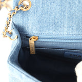 Chanel Mini Pearl Crush Rectangular Flap Bag Blue Denim Brushed Gold Hardware