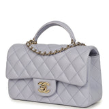 Chanel Mini Rectangular Flap Bag with Top Handle Light Purple Lambskin Light Gold Hardware