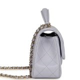 Chanel Mini Rectangular Flap Bag with Top Handle Light Purple Lambskin Light Gold Hardware