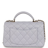 Chanel Mini Rectangular Flap Bag with Top Handle Light Purple Lambskin Light Gold Hardware