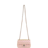Chanel Mini Classic Rectangular Flap Bag Pink Iridescent Calfskin Silver Hardware