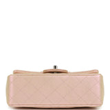 Chanel Mini Classic Rectangular Flap Bag Pink Iridescent Calfskin Silver Hardware