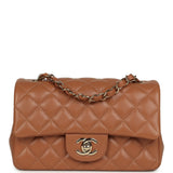 Chanel Mini Rectangular Flap Bag Caramel Lambskin Light Gold Hardware