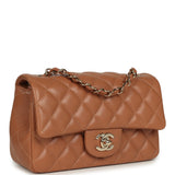 Chanel Mini Rectangular Flap Bag Caramel Lambskin Light Gold Hardware
