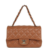 Chanel Mini Rectangular Flap Bag Caramel Lambskin Light Gold Hardware