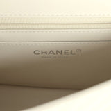 Pre-owned Chanel Mini Chevron Square Flap Bag Ivory Lambskin Silver Hardware