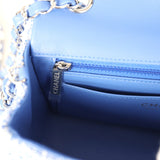 Chanel Mini Rectangular Flap Bag Blue and White Tweed Silver Hardware