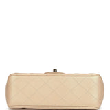 Pre-owned Chanel Mini Classic Rectangular Flap Bag Light Beige Iridescent Calfskin Light Gold Hardware
