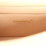 Pre-owned Chanel Mini Classic Rectangular Flap Bag Light Beige Iridescent Calfskin Light Gold Hardware