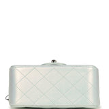Chanel Mini Classic Square Flap Bag Blue Iridescent Calfskin Silver Hardware