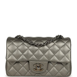 Chanel Mini Classic Rectangular Flap Bag Dark Silver Calfskin Ruthenium Hardware