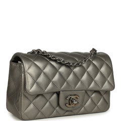 Chanel Mini Classic Rectangular Flap Bag Dark Silver Calfskin Ruthenium Hardware