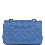 Preowned Chanel Mini Rectangular Hollywood Charms Flap Bag Blue Lambskin Light Gold Hardware