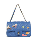 Preowned Chanel Mini Rectangular Hollywood Charms Flap Bag Blue Lambskin Light Gold Hardware
