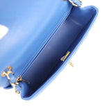 Preowned Chanel Mini Rectangular Hollywood Charms Flap Bag Blue Lambskin Light Gold Hardware