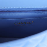 Preowned Chanel Mini Rectangular Hollywood Charms Flap Bag Blue Lambskin Light Gold Hardware