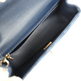 Chanel Mini Classic Rectangular Flap Bag Dark Blue Denim Light Gold Hardware