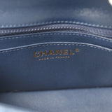Chanel Mini Classic Rectangular Flap Bag Dark Blue Denim Light Gold Hardware