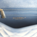 Pre-owned Chanel Mini Classic Square Flap Bag Navy Blue Caviar Gold Hardware