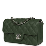Chanel Mini Classic Rectangular Flap Bag Dark Green Caviar Silver Hardware - Thumbnail View 5