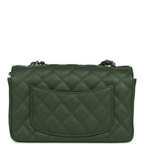 Chanel Mini Classic Rectangular Flap Bag Dark Green Caviar Silver Hardware - Thumbnail View 4