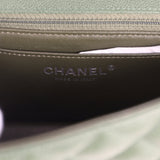 Chanel Mini Classic Rectangular Flap Bag Dark Green Caviar Silver Hardware - Thumbnail View 9