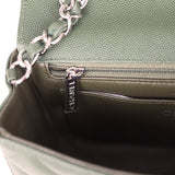 Chanel Mini Classic Rectangular Flap Bag Dark Green Caviar Silver Hardware - Thumbnail View 10