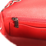 Pre-owned Chanel Mini Classic Rectangular Flap Bag Red Caviar Aged Ruthenium Hardware