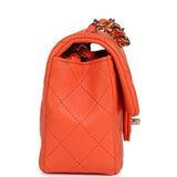 Pre-owned Chanel Mini Rectangular Flap Bag Orange Lambskin Light Gold Hardware