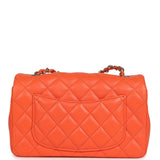 Pre-owned Chanel Mini Rectangular Flap Bag Orange Lambskin Light Gold Hardware